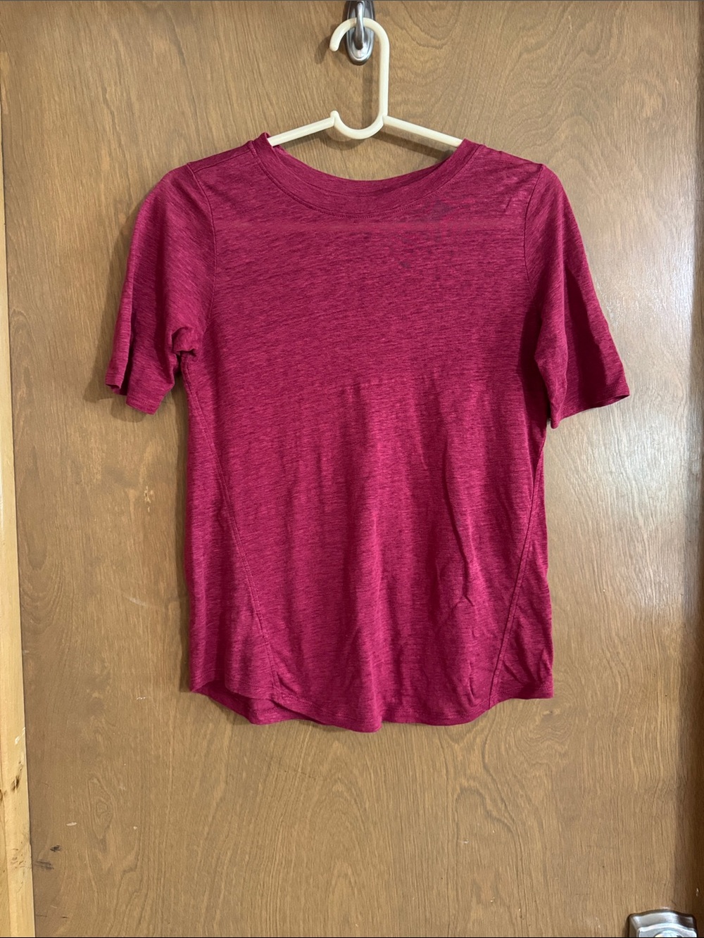 Loft Women’s Short Sleeve Linen Tee - Wine Red